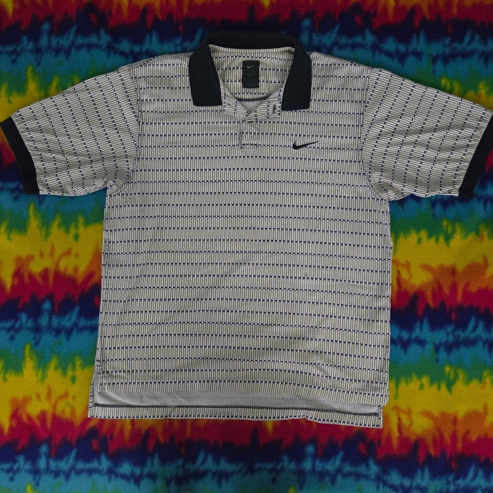 Vintage Nike Golf Yin Yang Tiger Woods Geometric Men's Polo Shirt 90s Size M